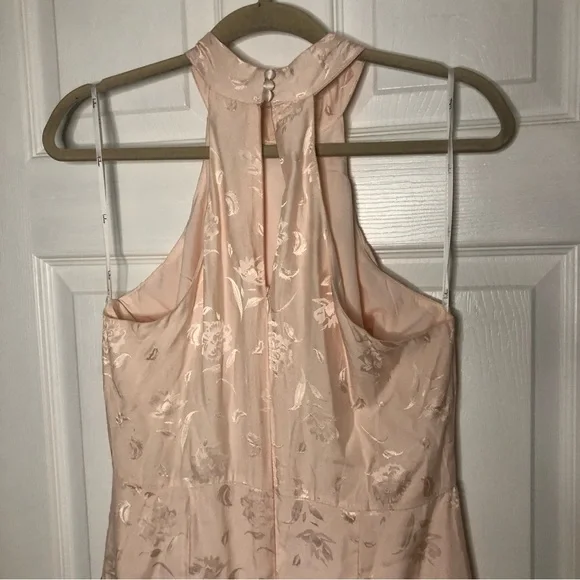 Lulu’s Red Carpet Ready Floral Satin Jacquard Halter Dress - Picture 8 of 16